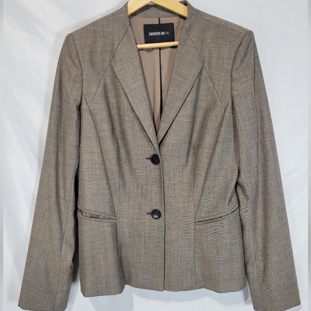 Lafayette 148 Wool Blend Two Button  Womans Coffee Brown Blazer